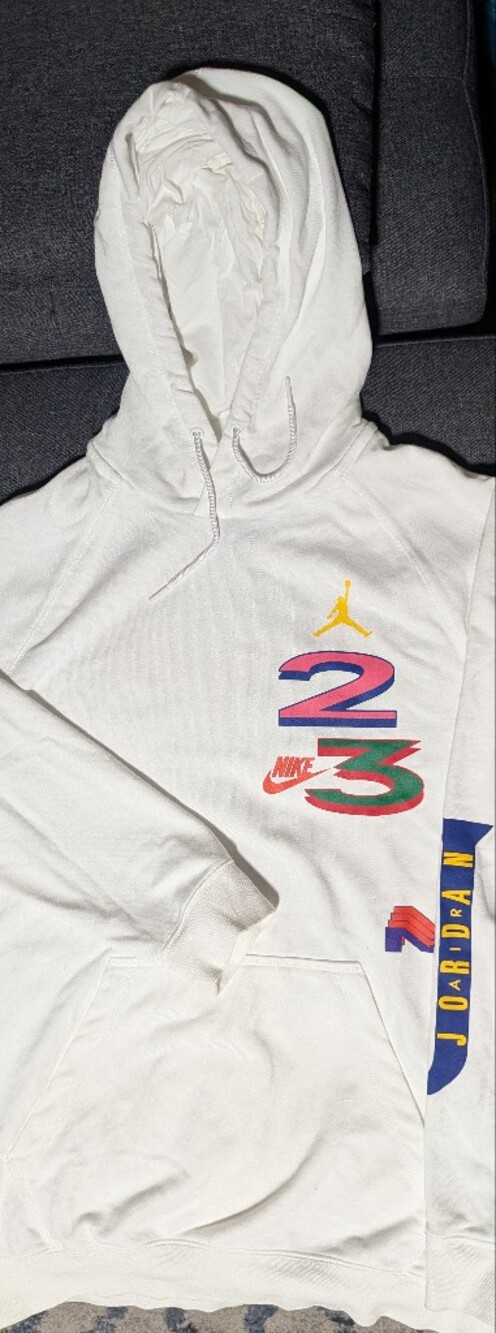 Jordan Sport DNA Pullover Hoodie White Multi Color 23 Jumpman Nike Large